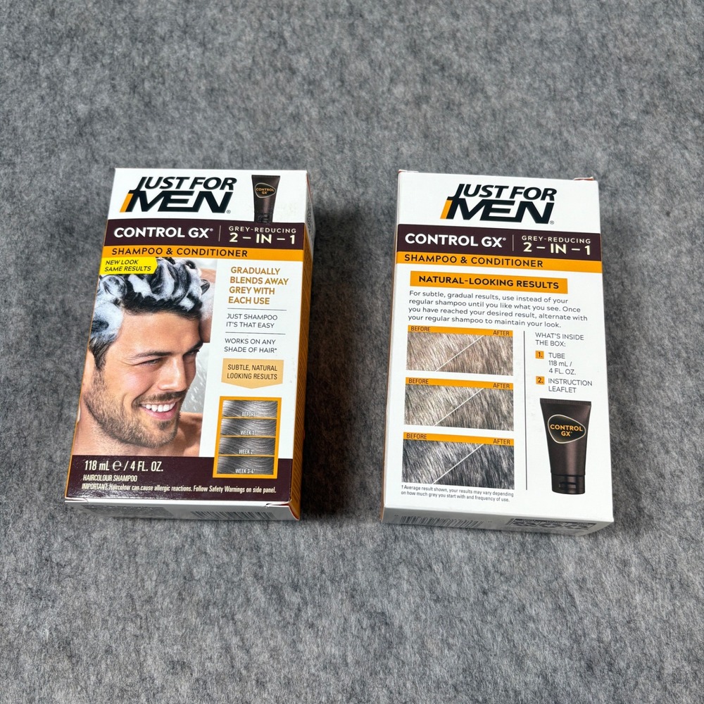 Just For Men Control GX Grey Reducing 2-in-1 Shampoo and Conditioner 4oz 2 Pack